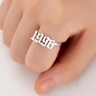 Минималистичные кольца из нержавеющей стали с цифрами на Рожденный год для женщин золотистого и серебристого цвета 1996 2000 регулируемые открытые кольца в подарок