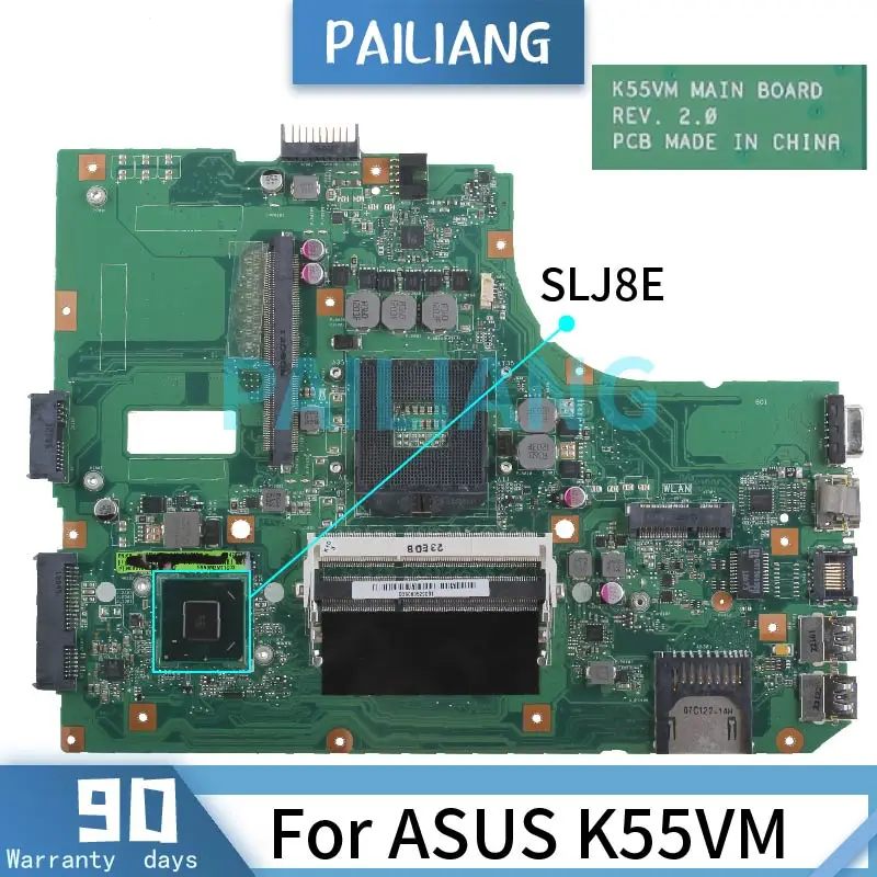 Материнская плата PAILIANG для ноутбука ASUS K55VM материнская REV 2 0 SLJ8E DDR3 - купить по