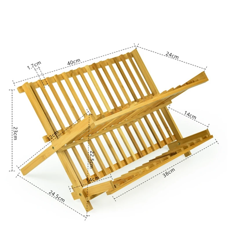 

Dish Drain Rack Bamboo Foldable Dish Rack Kitchen Storage Drain Holder for Bowl Plate Flatware Home Organizer