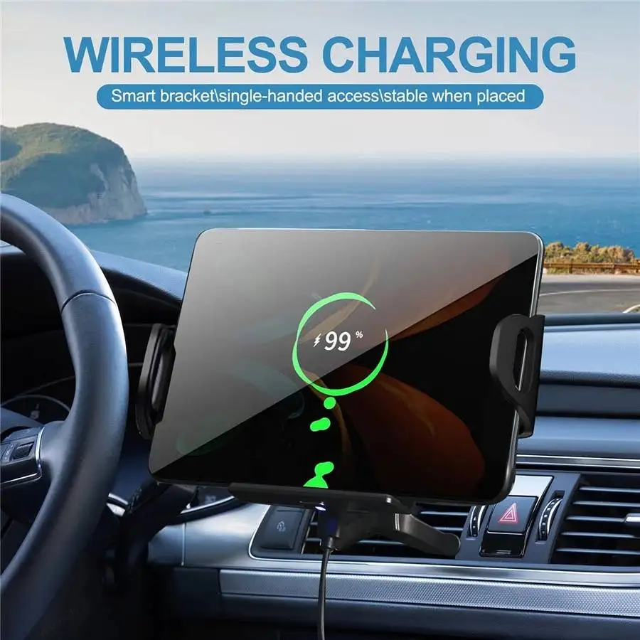 

S15 15W QI Wireless Charger Car Mount for iPhone Samsung Car Phone Holder Intelligent Infrared Fast Wireless Charging Charger