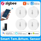 Датчик температуры и влажности ZigBee, дистанционное управление с помощью приложения Tuya Smart Life, работает от аккумулятора Alexa Google Home