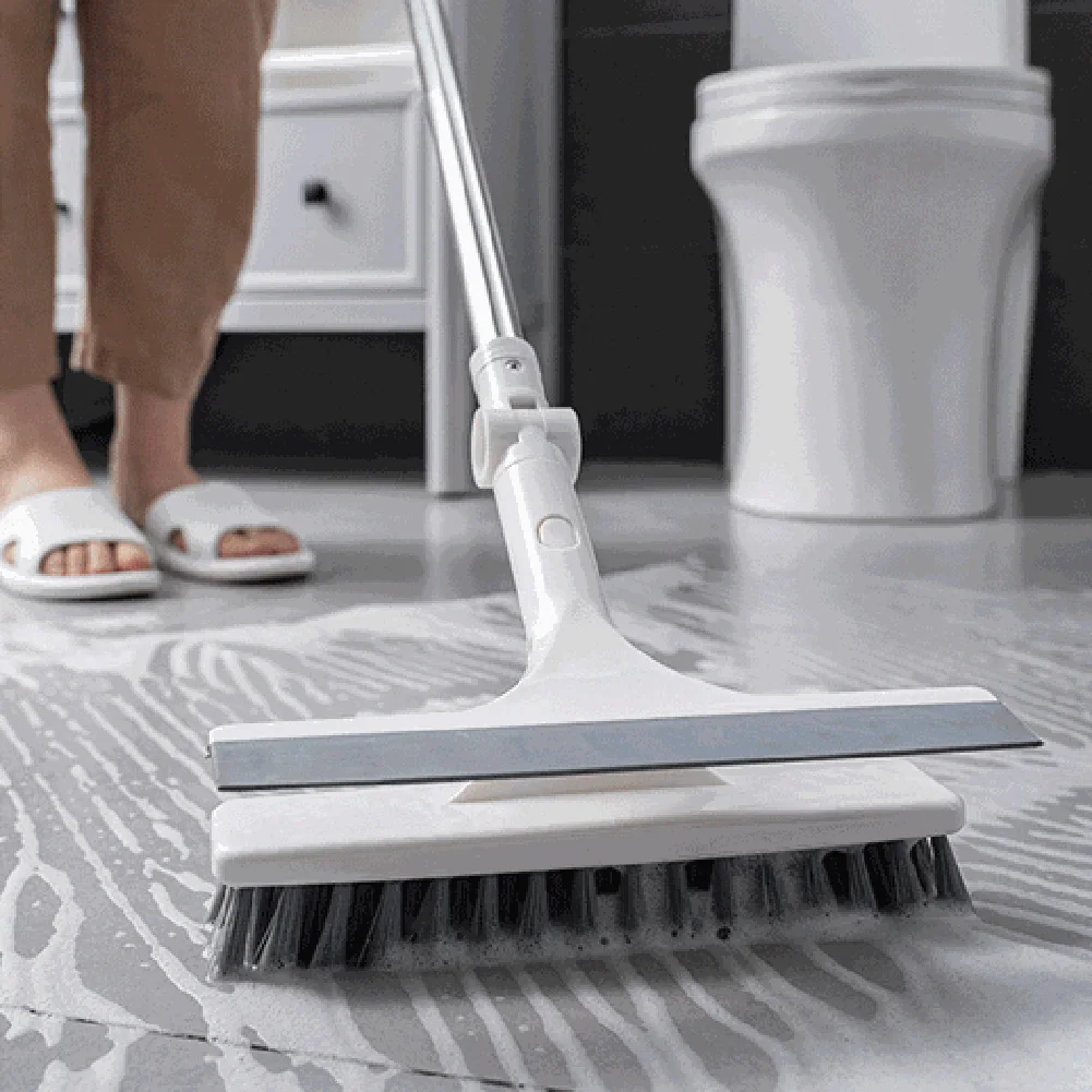

Floor Scrub Brush with Adjustable Stainless Metal Handle Lightweight Multipurpose Power Surface Scrubber Cleaner Brush for Clean