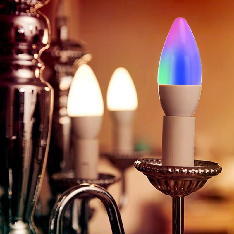 

Smart LED Bulb E14/E12 RGB+W+C Dimmable Light LED Remote Control Work