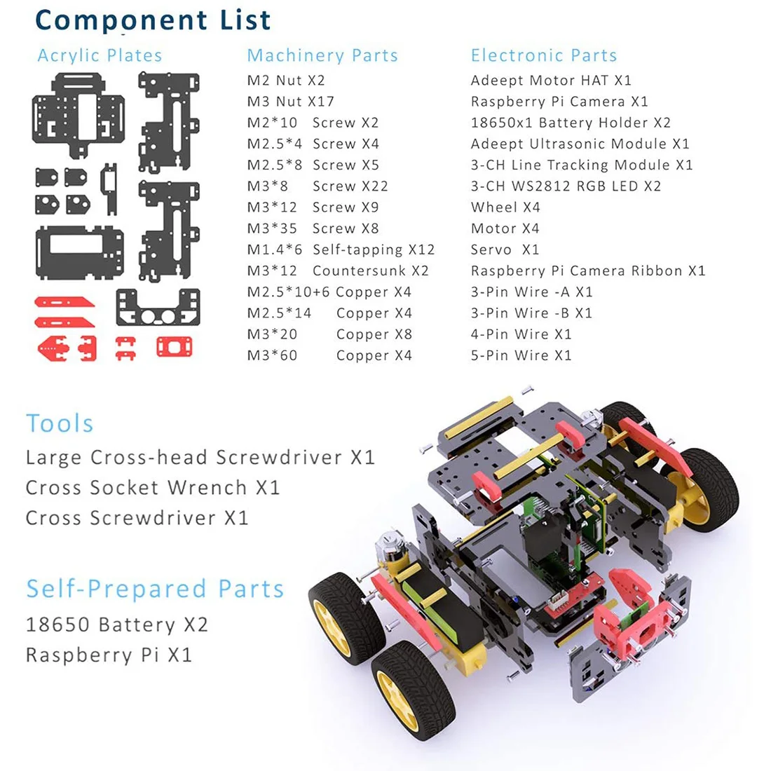 Adeept Амб 4WD WiFi умный робот автомобиль комплект DIY Kit с OpenCV отслеживать цели передача