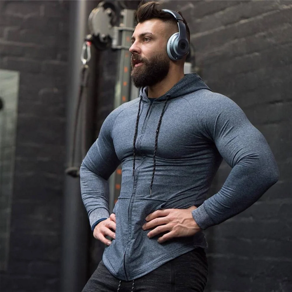 Мужская бесшовная куртка для бега фитнес комфорт стройная Спортивная с длинными
