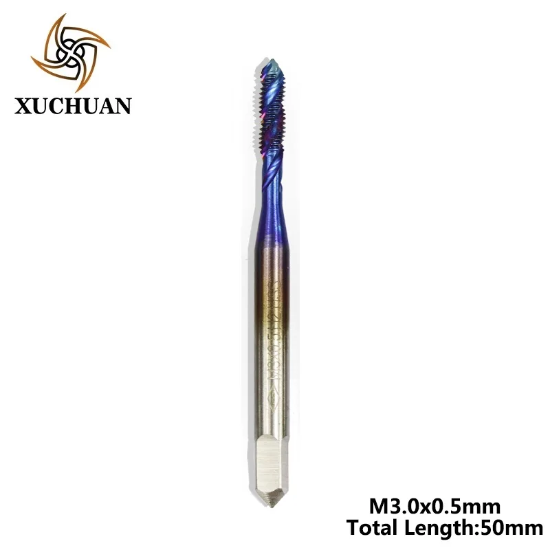 M3x0.5 1 шт. HSS 6542 винтовой кран сверло M2-M6 нано синий покрытием спиральный резьбовой кран Метрическая машина Резьба Кран дрель - Цвет: M3x0.5