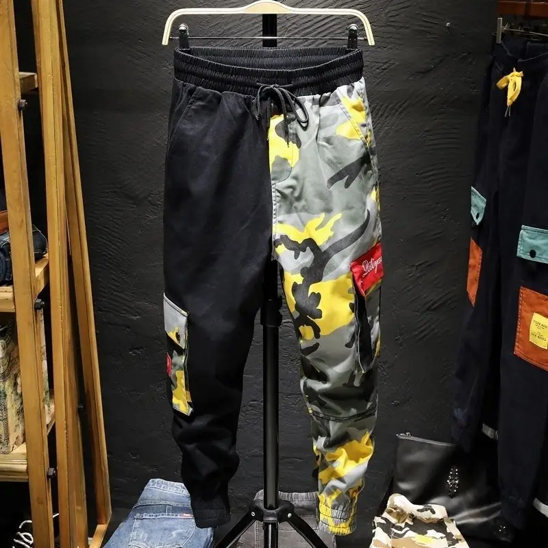 Брюки карго камуфляжные мужские лоскутные хип-хоп свободные джоггеры уличная