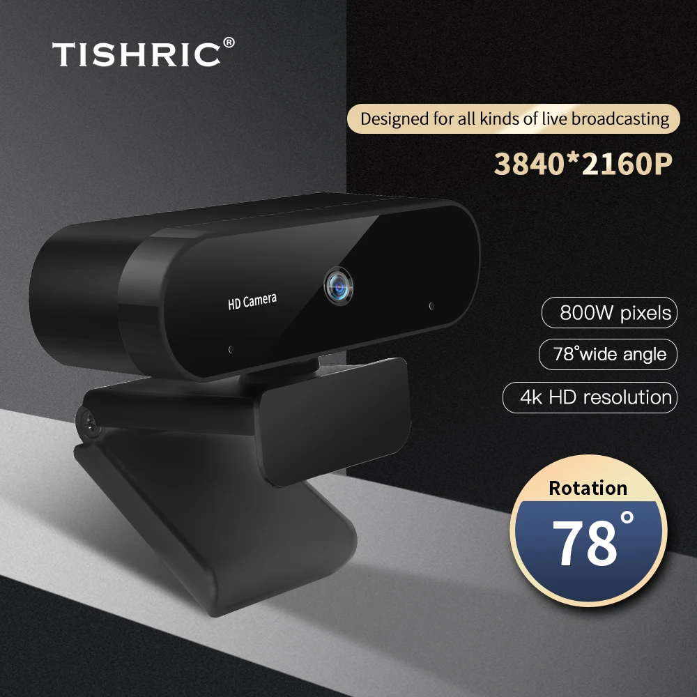 

Веб-камера TISHRIC HD 4K с автофокусом, фото-и видеокамера с микрофоном для ПК, вещания в реальном времени для проведения видеоконференций