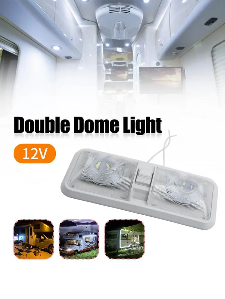 

48 LED RV Ceiling Dome Light 4000-4500K Reading Light Roof Indoor Double-sided White Light Adjustable For Camper Boat Vehicles