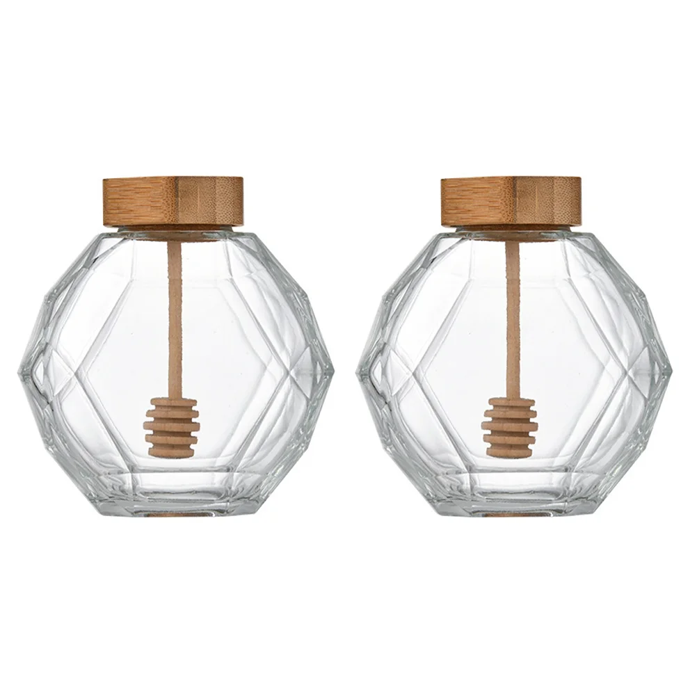 

2 Pcs Glass Honeypots Practical Storage Jars Food Container Transparent Canister