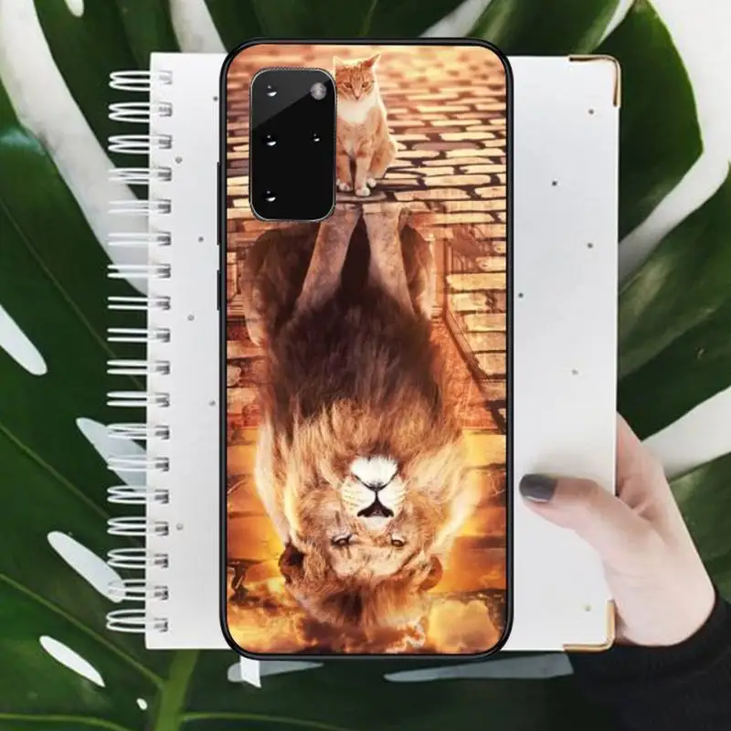 

Cute animal cat lion tiger Phone Case For Samsung galaxy S 9 10 20 A 10 21 30 31 40 50 51 71 s note 20 j 4 2018 plus Luxury