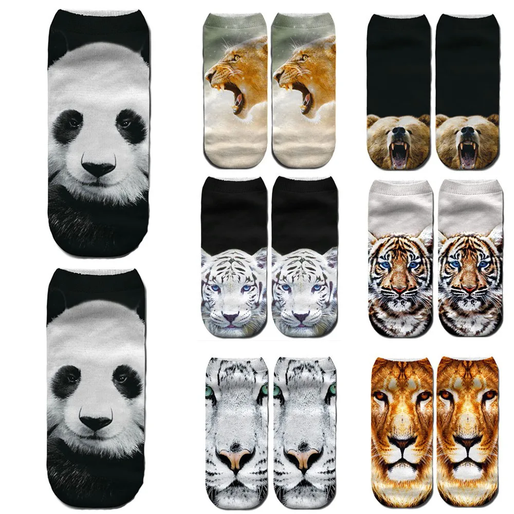 Повседневные спортивные носки средней длины с милым 3D принтом животных