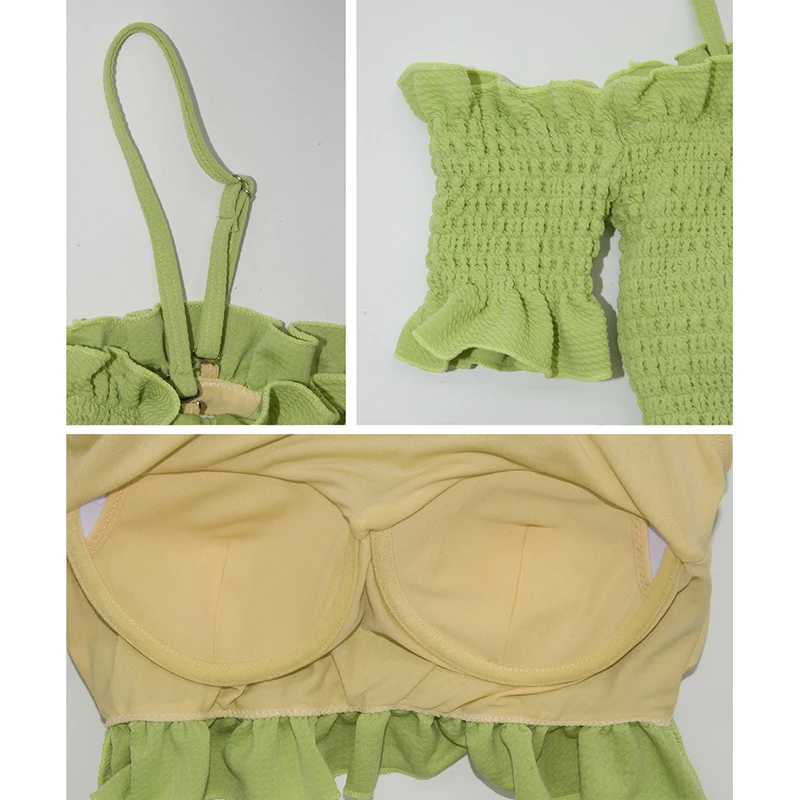 Корейский женский пикантный комплект бикини купальник со средней талией милый