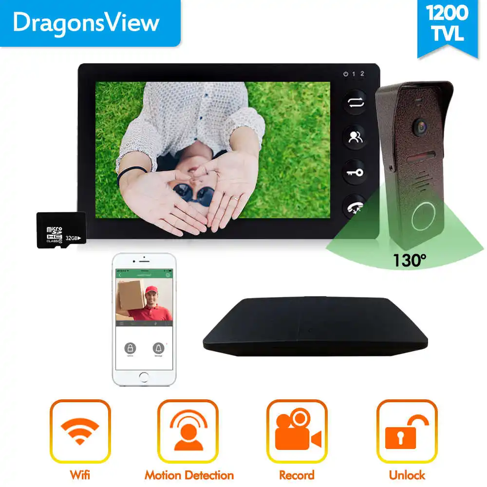 Dragonsview 7 дюймов видео домофон Интерком беспроводной телефон двери удаленный