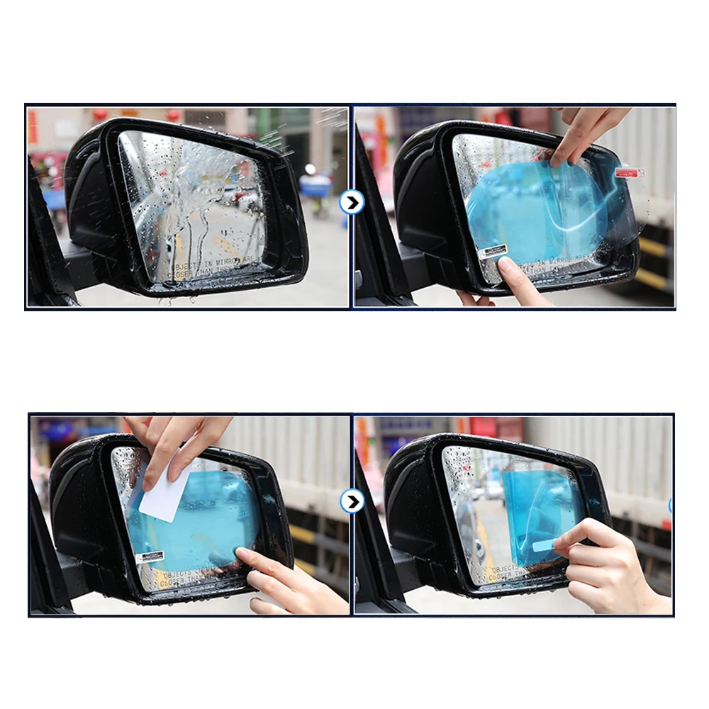 

2Pcs/Set Anti Fog Water Mist Car Mirror Window Clear Film Rearview Mirror Protective Film Waterproof Rainproof Car Sticker