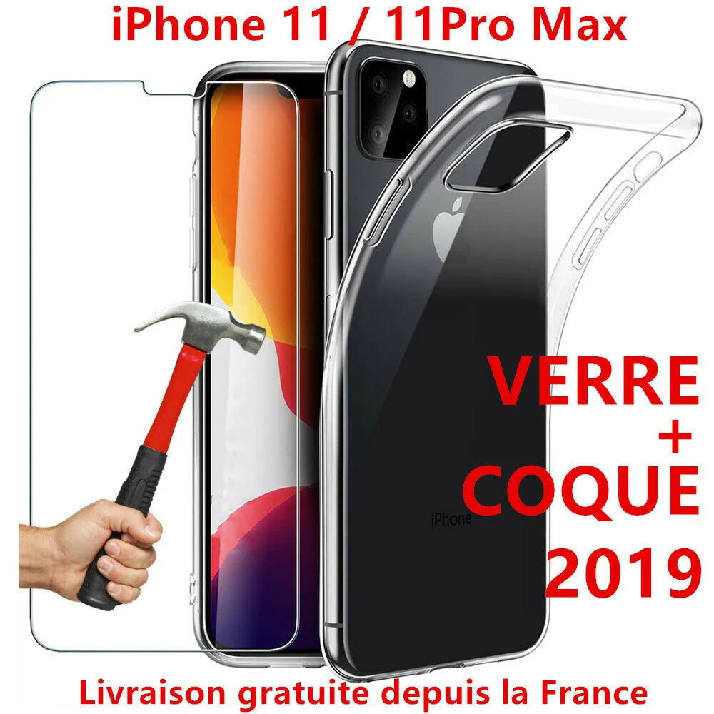 

COQUE For IPHONE 12/11Pro/X/Xs/Max/8/7/6/5 Plus SILICONE + VITRE VERRE TREMPE ECRAN