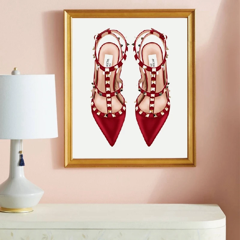 Подарок для девочек модная обувь иллюстрация холст художественные принты и