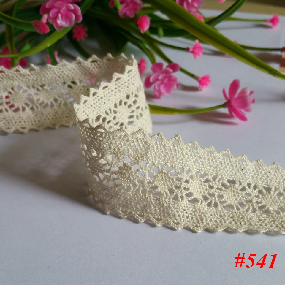4 ярдов/партия DIY 100% хлопок кружевная лента 35 мм швейная бежевое кружевное полотно