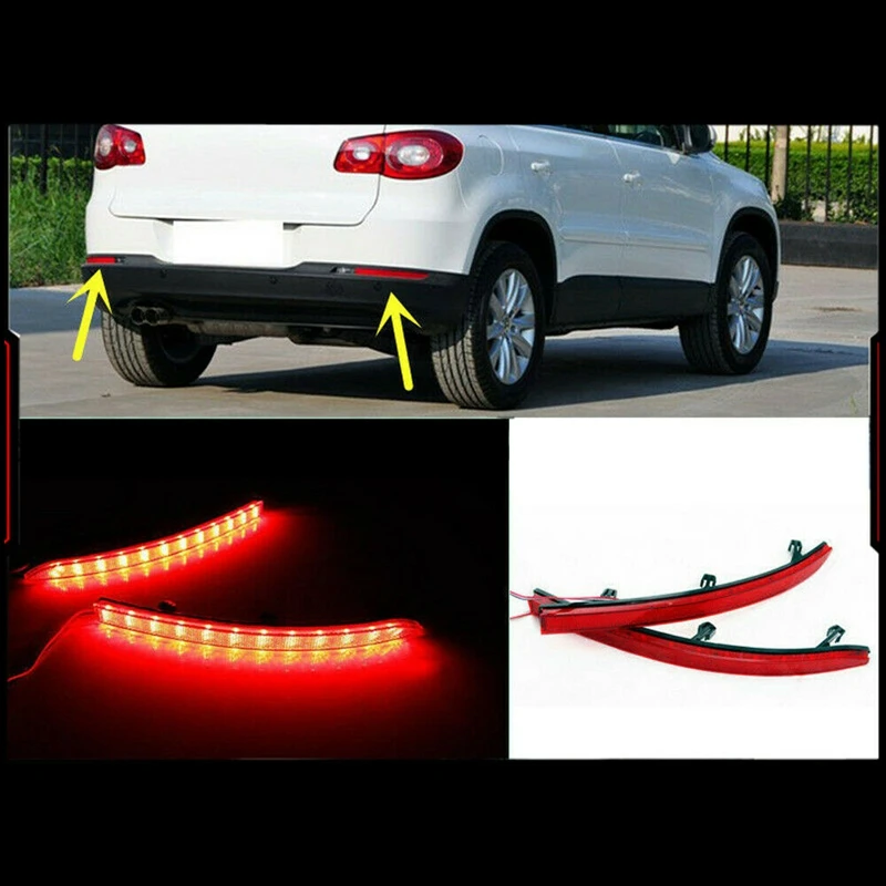 2Pcs/1Set Car LED Rear Bumper Reflector Light Stop Brake Lamp For-Tiguan 2009-2015 |