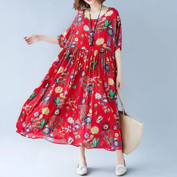 Повседневные летние свободные женские Платья с цветочным принтом 2020 новые