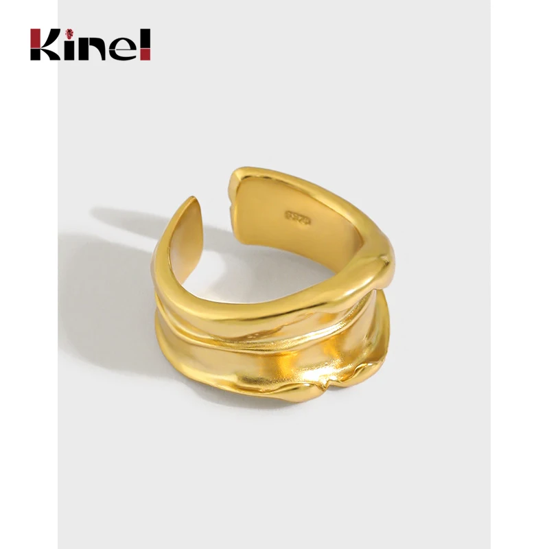 

Kinel Minimalist 2020 New 925 Sterling Silver Fine Jewelry Engagement 18K Real Gold Plated Ring for Women Anillos Mujer