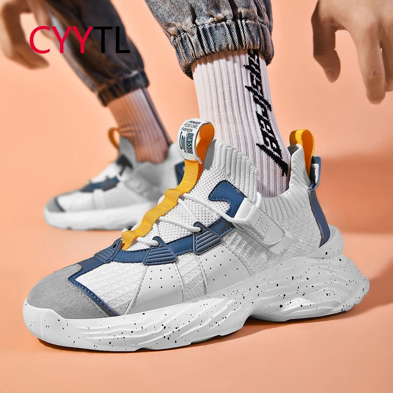 

Новинка 2021, мужские кроссовки для бега CYYTL с высоким верхом, сетчатая дышащая спортивная обувь, Молодежные уличные Нескользящие кроссовки д...
