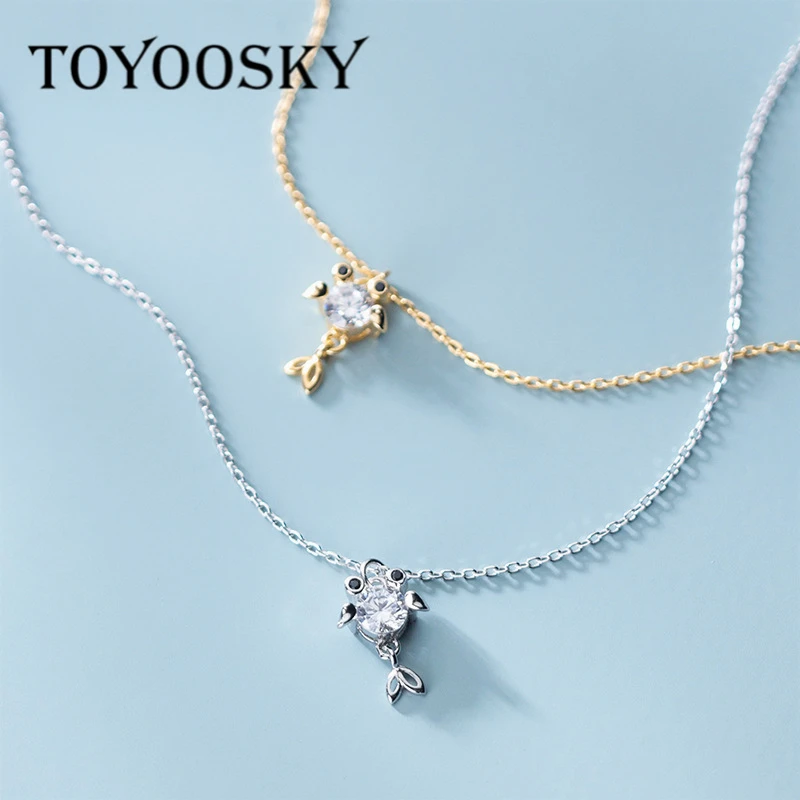 

925 Sterling Silver Little Goldfish Fish Necklace For Women Girl Daughter Cubic Zirconia Necklaces Prevent Allergy Jewelry