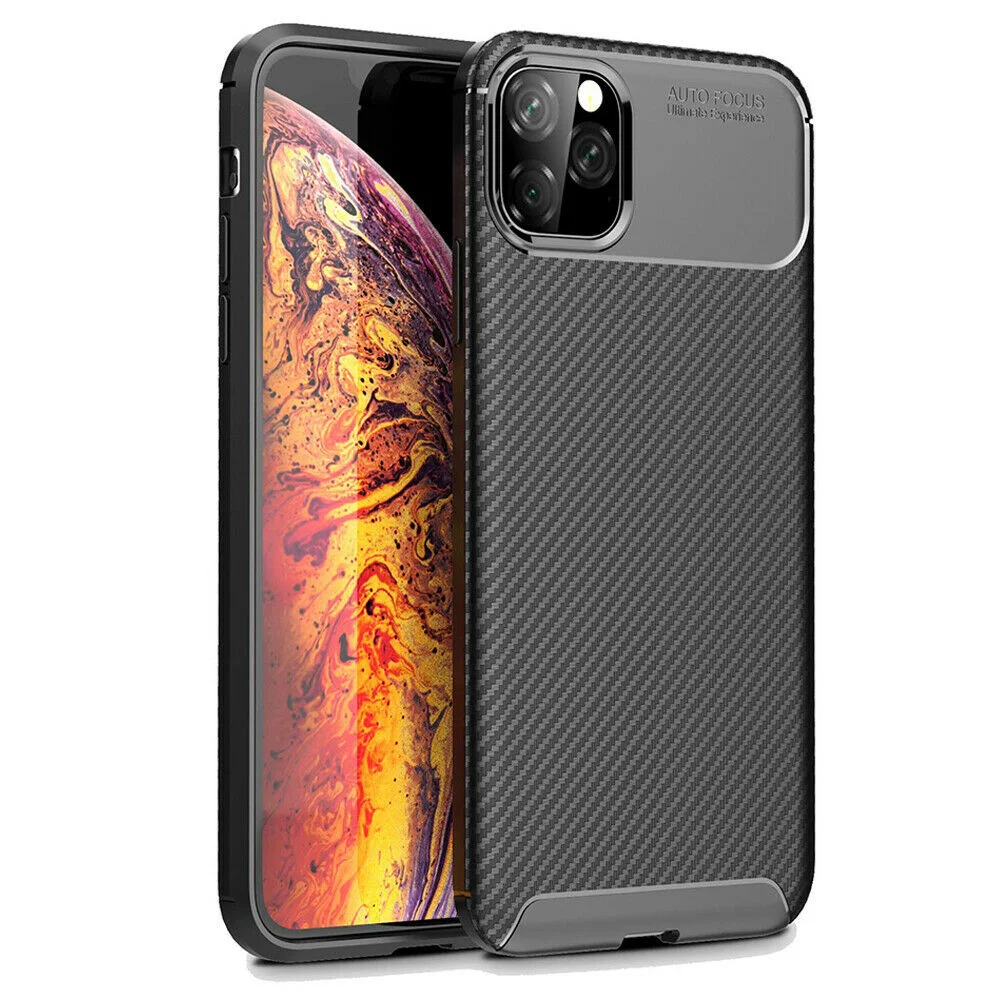 

Pour Apple For iPhone 11 Pro / 11 Pro Max Ultra Slim Coque TPU Texture Fibre Carbone