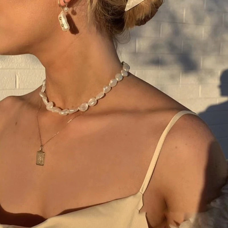 

Female Summer Necklace Baroque Pearl Necklace Female Baroque Pearl Necklace S925 Silver Necklace Temperament Necklace Female