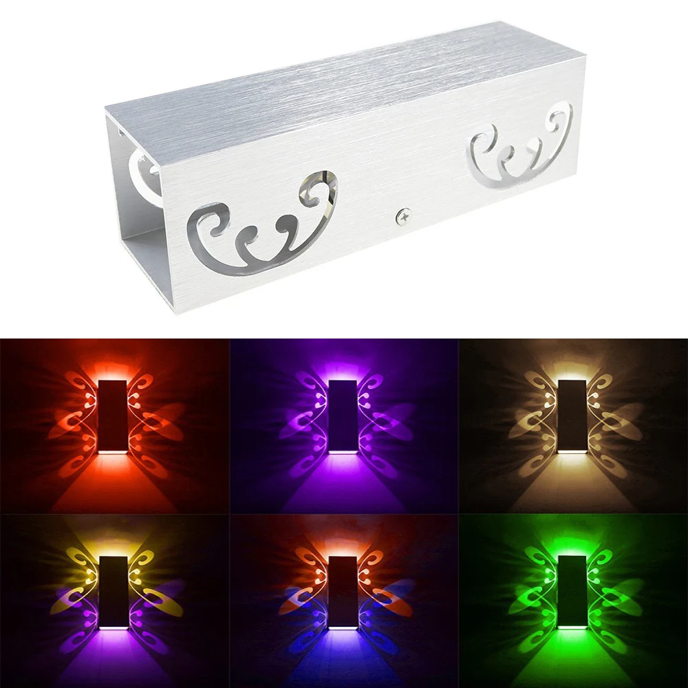 

2W 6W Modern Living Room Bedroom LED Wall Lamp Butterfly Creativity Decor KTV Decoration Home Aluminum Lighting Party Wall Light