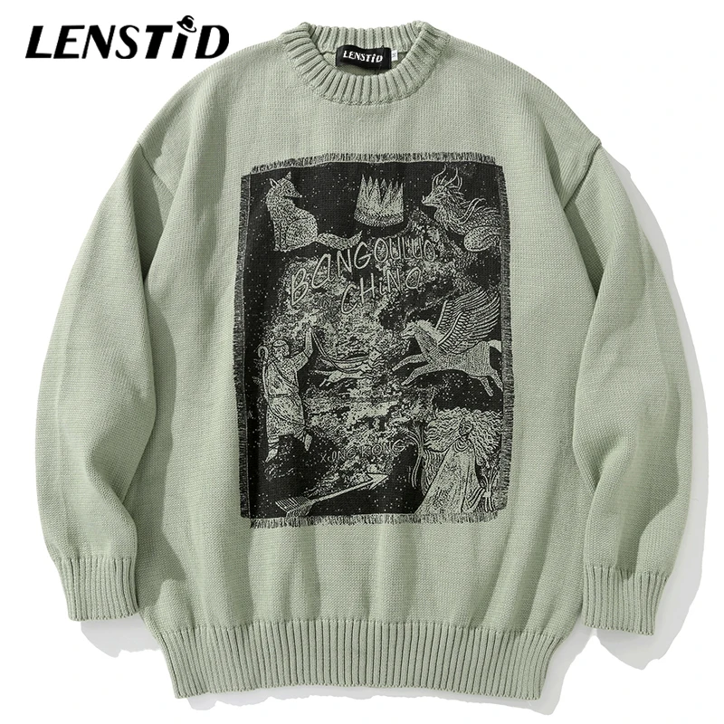 Мужской трикотажный джемпер LENSTID повседневный хипстерский пуловер с винтажным