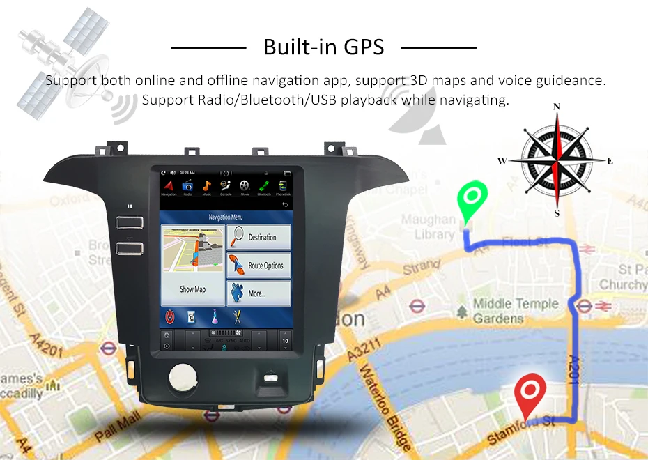 Tesla Android 8,1 DIN Автомобильный gps навигационный радио для Ford Smax/S-Max/Galaxy 2007- автомобильный мультимедийный плеер Стерео Авторадио аудио