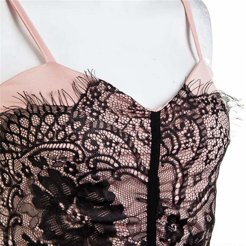 

Women Bandage Bodycon Lace Patchwork Mini Dress Party Clubwear Casual Sexy Dress