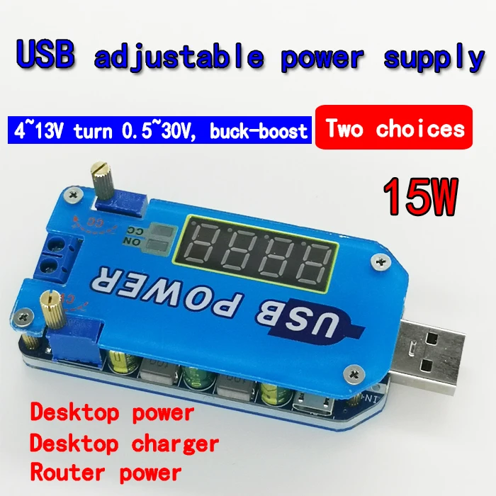 15 Вт регулируемый DC CC CV USB 5В до 3 в 9В 12В 24В 30В повышающий/понижающий модуль питания