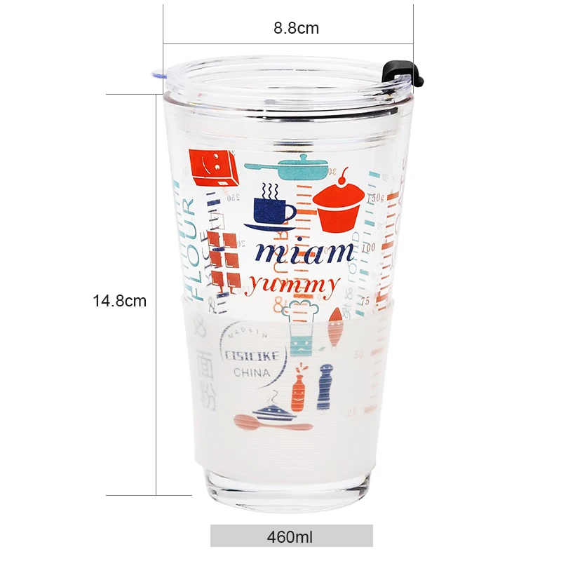460 мл портативная кофейная чашка креативная стеклянная для чая с крышкой и