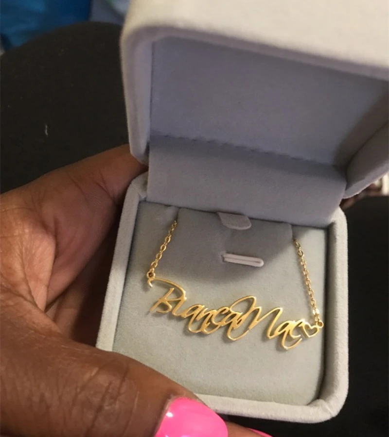 Очаровательное изогнутое имя Сердце ожерелье кулон из нержавеющей стали золотой