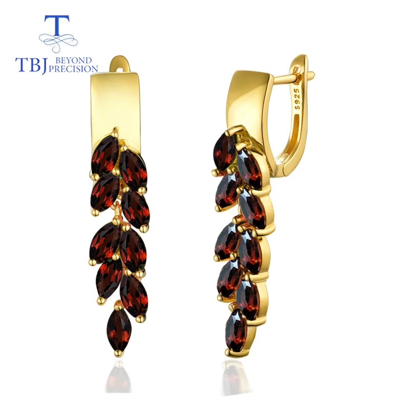 TBJ,Clasp garnet earring natural mozambique gemstone 925 sterling silver fine jewelry new elegant design for women nice gifts