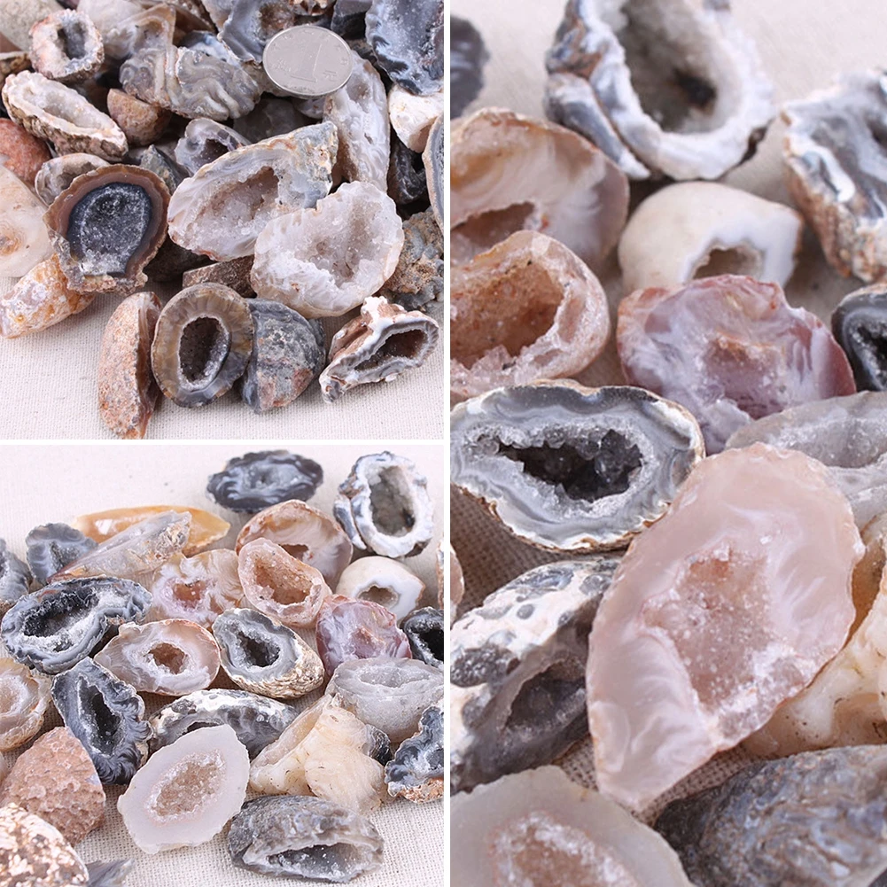 

1Pcs Geodes Oco Agate Natural Crystals Druzy Halves Quartz Specimens DIY Decor