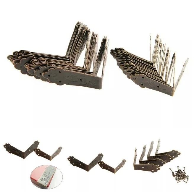 

4pcs Brackets Decorative Furniture Decoration Box Corner Furniture Fitting Vintage Luggage Box Corner Protector Flower Corners