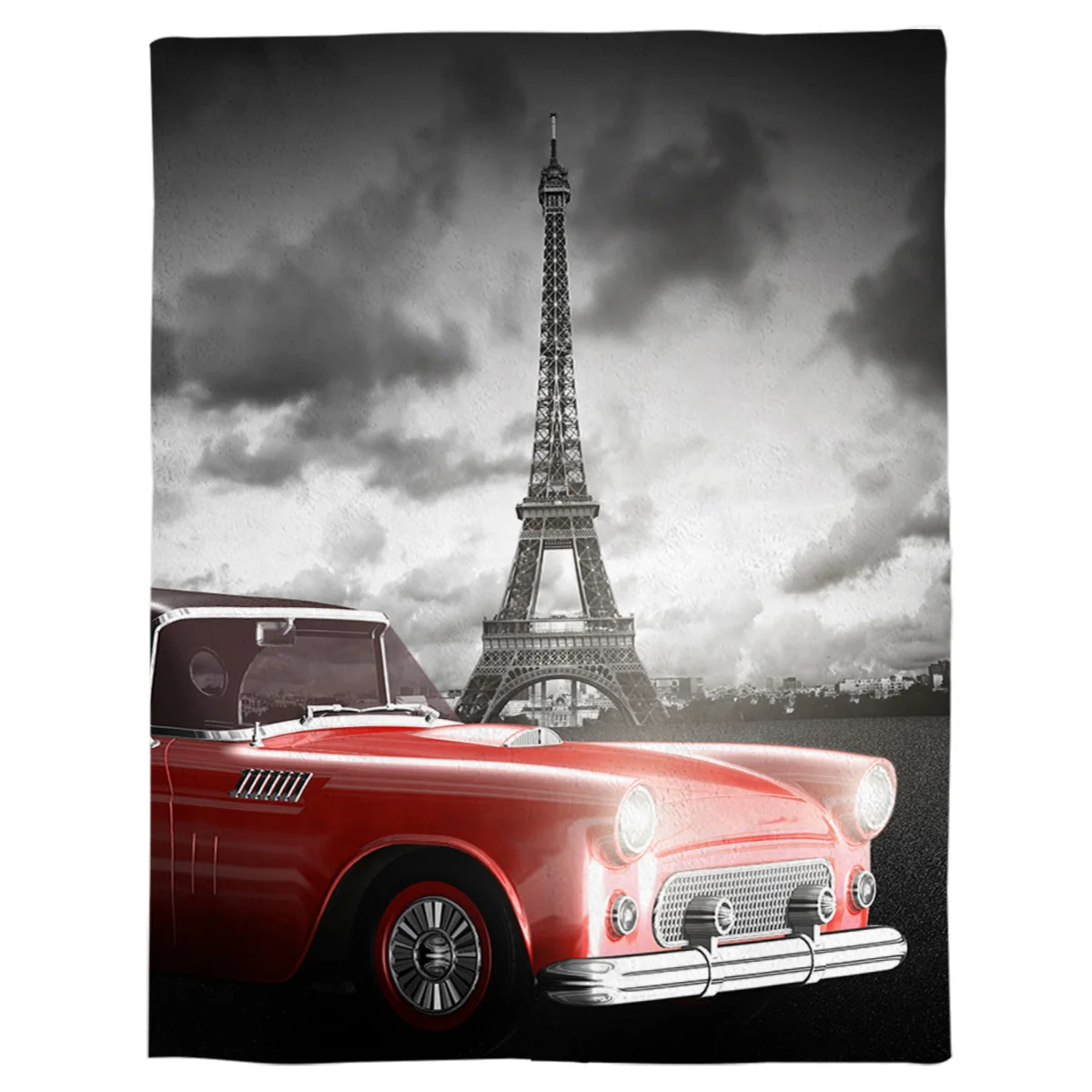 

Eiffel Tower Car Throw Blanket Portable Soft Bedspread Microfiber Flannel Blankets for Beds
