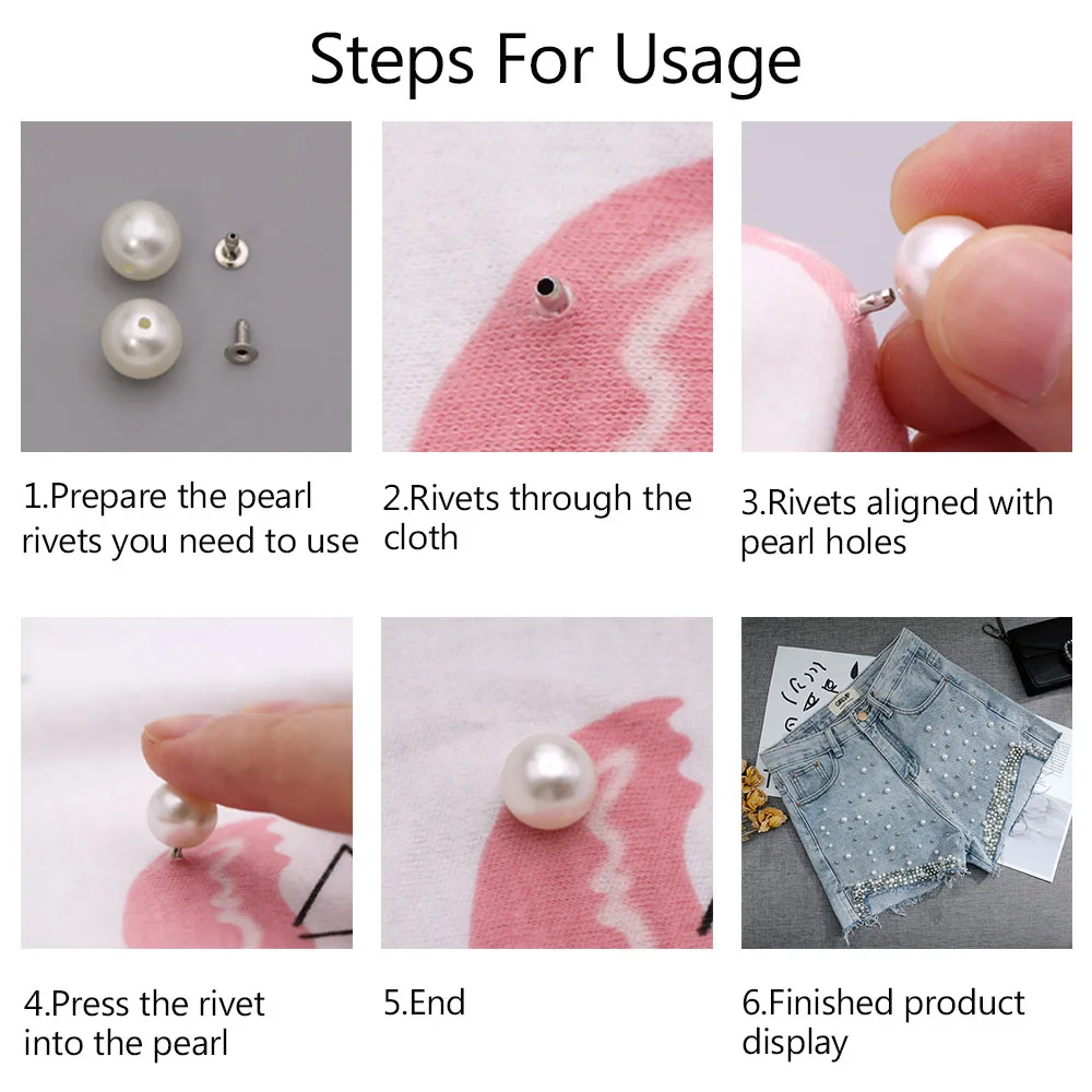100/50/10 наборов жемчужные заклепки для одежды белые круглые шипы DIY имитация