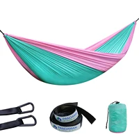 PANDAMAN Outdoor Camping Backpacking Nylon Hammock Lightweight Portable Single & Double Parachute fabric with 2 Tree Straps