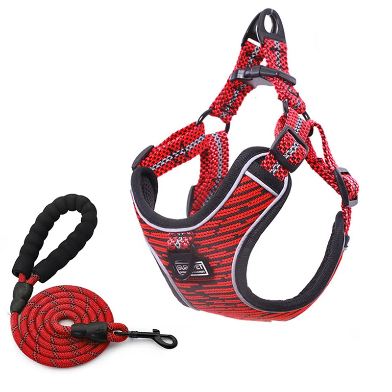 Сетчатая шлейка жилетка для собак светоотражающая тренировочная поводок