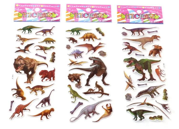 20 листов/партия стикеры в виде пузырьков Мультяшные 3D Динозавры юрского периода