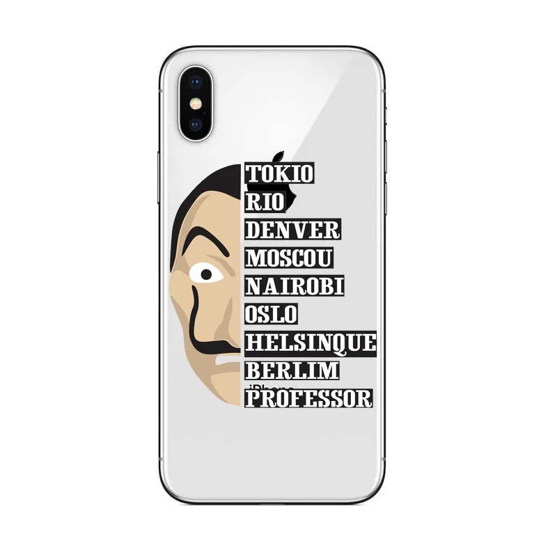TPU Для iPhone X Fundas для iPhone 5 5S SE 6 6S 7 8 Plus ТВ серии деньги Heist дом бумажная упаковка крутая мультяшная задняя крышка - Цвет: TPU