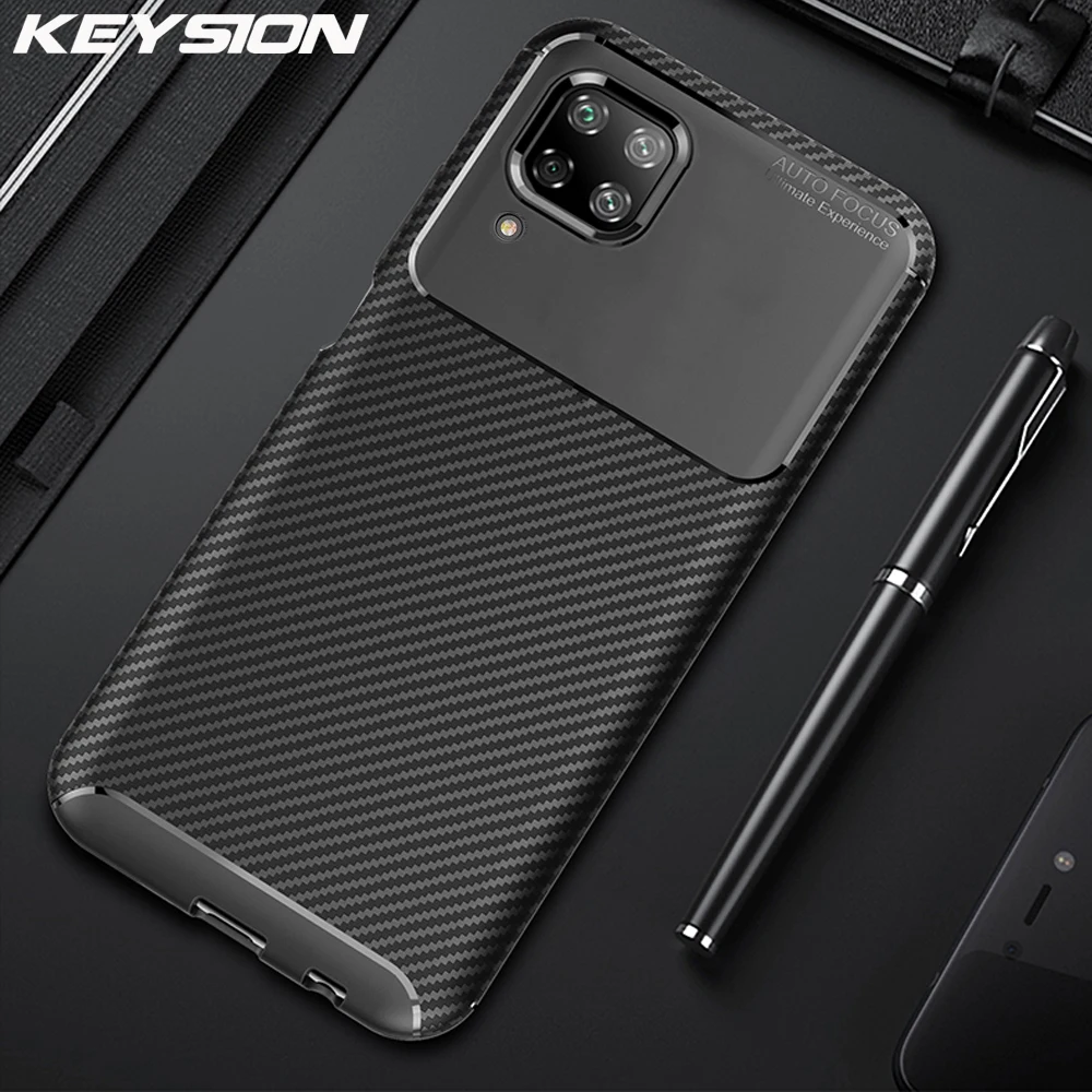 Чехол KEYSION для телефона Huawei P40 Lite текстурированная углеволоконная Противоударная