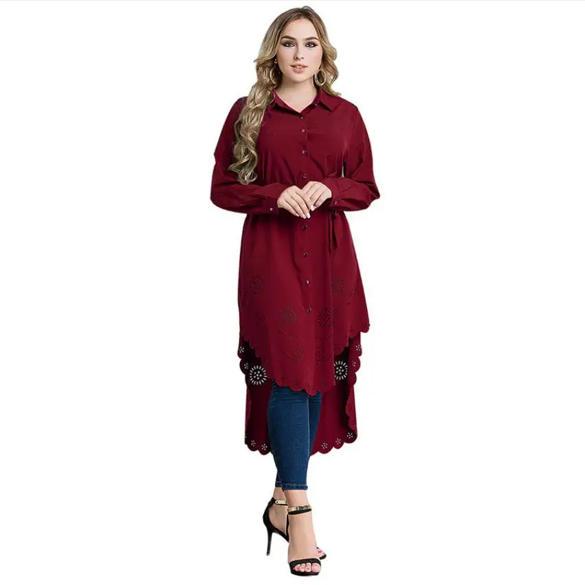 

FAKUNTN size autumn Muslim Adult Fashion Abayas Islamic Muslim stitching Clothing Female Long-sleeved Arab Tops Shirt Wj1345