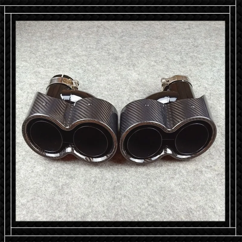 

1 Pair H Model Glossy Black Stainless Steel For Akrapovic Exhaust Pipes Car Universal Carbon Fiber Rear Muffler Tip Nozzles