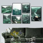 Картина на холсте с изображением гор, рек, человек, лес, туман, скандинавские плакаты и принты, настенные картины для декора гостиной