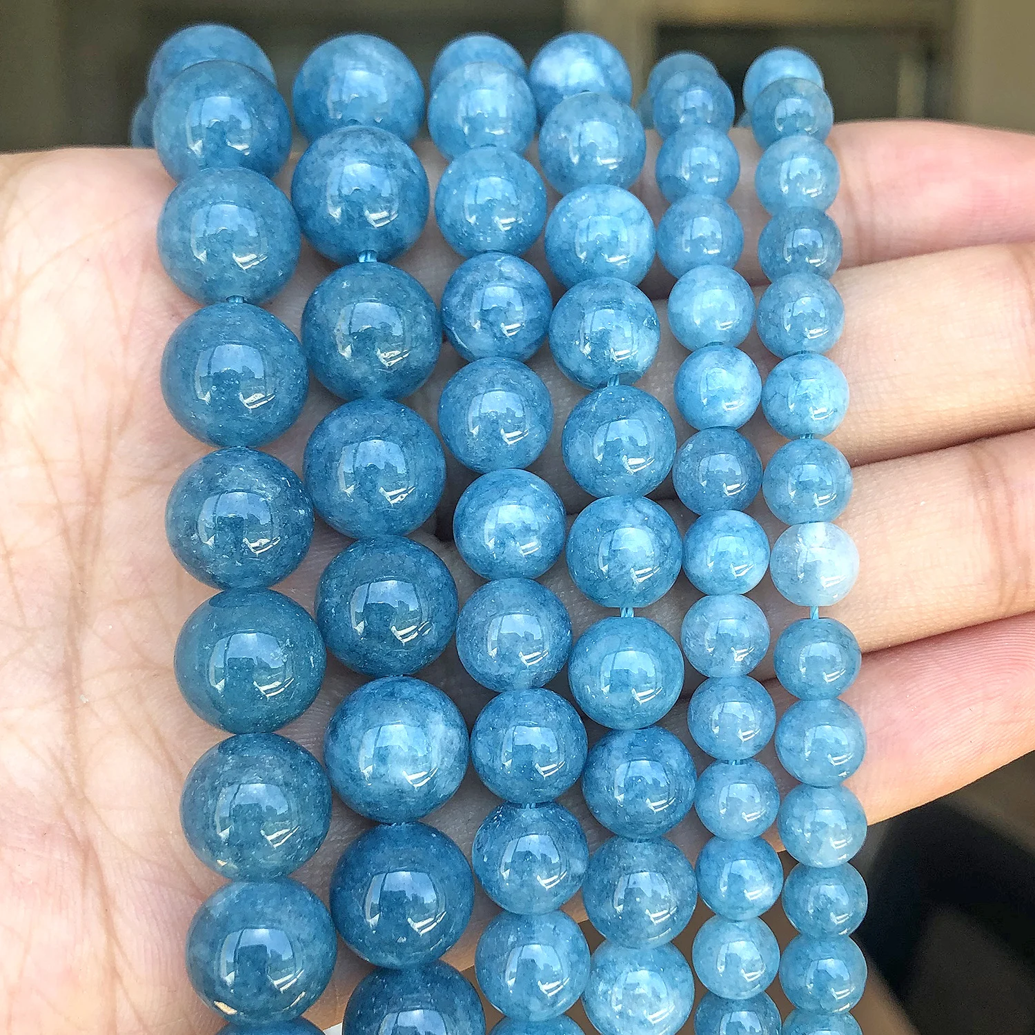 

Natural Stone Beads Blue Chalcedony Stone Round Beads For Jewelry Making 15inches 4/6/8/10/12mm